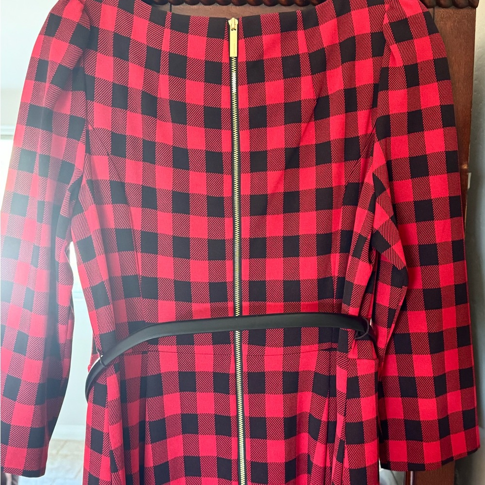 Buffalo Womens Belted Calf Midi Dress (Red and Black) Size 12 - Picture 4 of 6